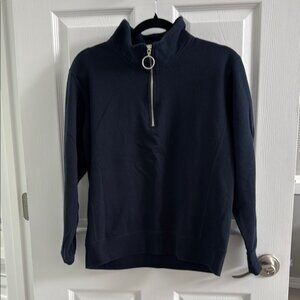 ❤️Blue Cowl Neck Sweater with Quarter-Zip and Textured Knit